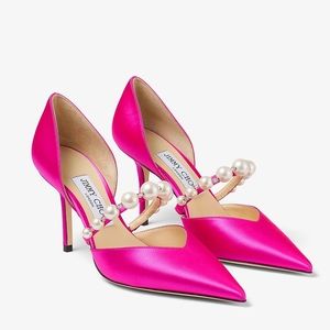Jimmy Choo Aurelie 85 pearl and satin pumps